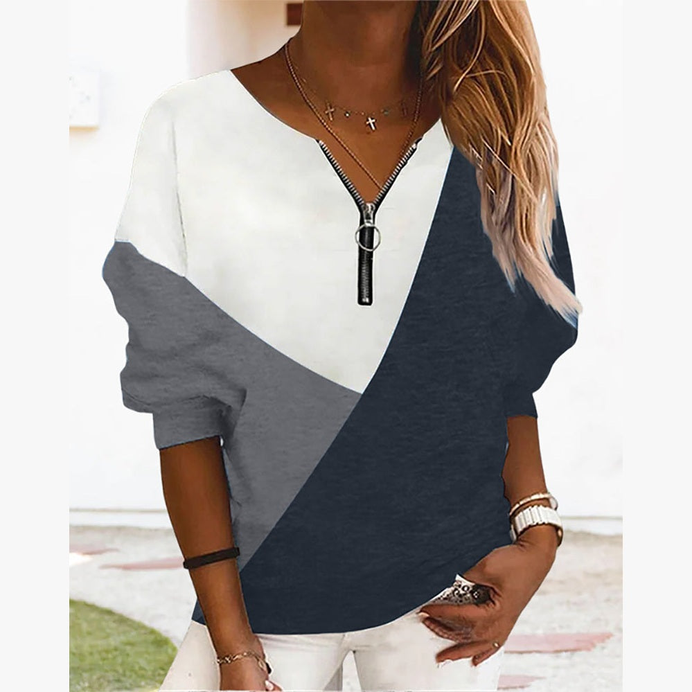 Color Block Zip Sweatshirt - Dana