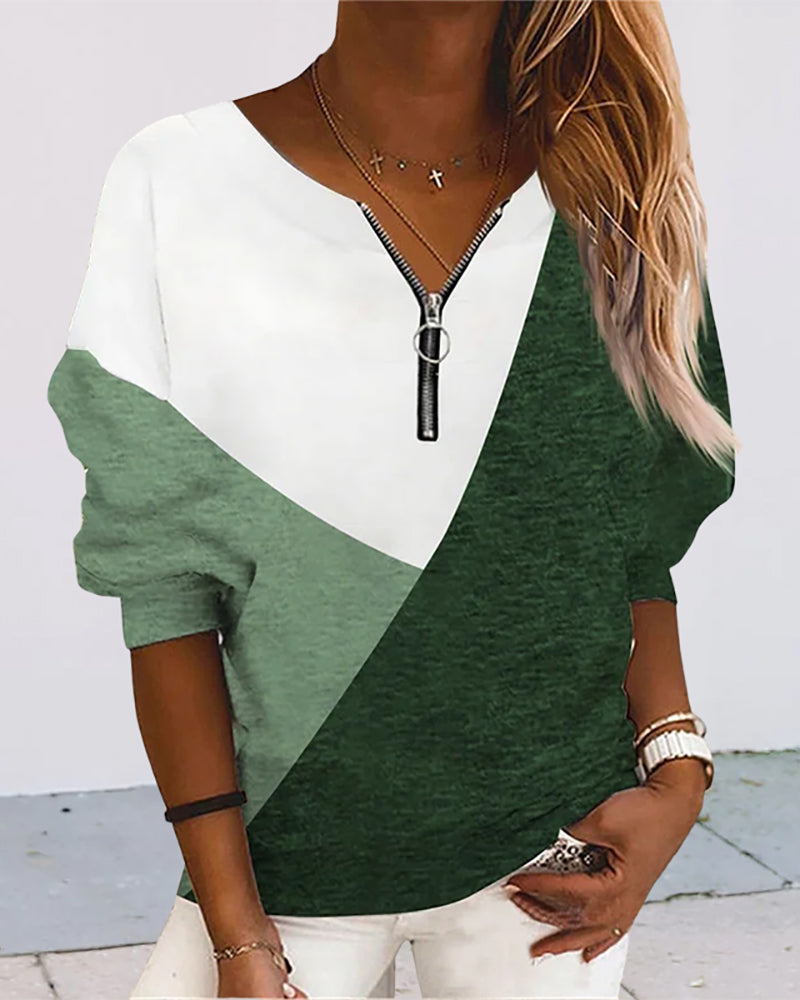Color Block Zip Sweatshirt - Dana