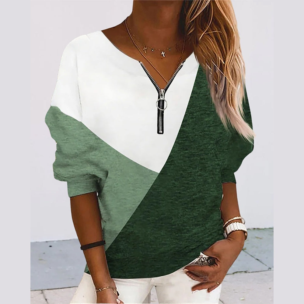 Color Block Zip Sweatshirt - Dana